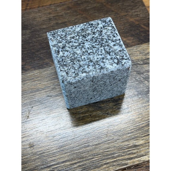 Other - Natural Polished Granite Cube Paperweight Grey Speckled Stone Desk Decor 13.8oz
